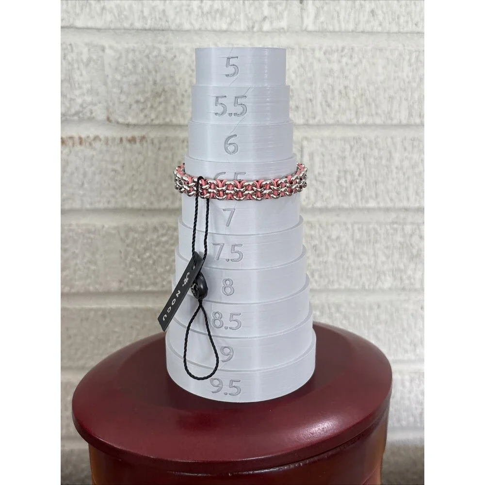 NOGU Double Kismet Link woven Bracelet Steel and Peach cord Adjustable